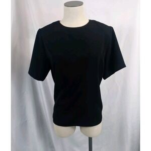 Vintage Chandler Hill Blouse Women's‎ Size Medium Black Top Short Sleeve Shirt